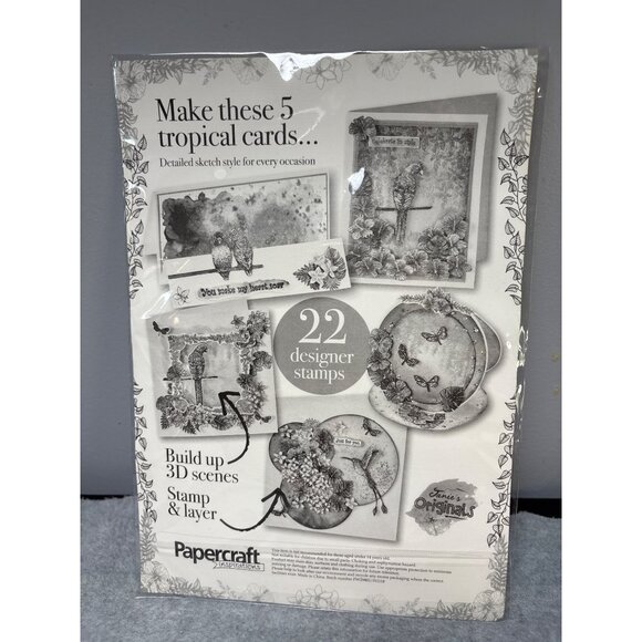 Giant Tropical Stamp Set 22 Designer Stamps Papercraft Clear Acrylic Tropical Th - Picture 3 of 7